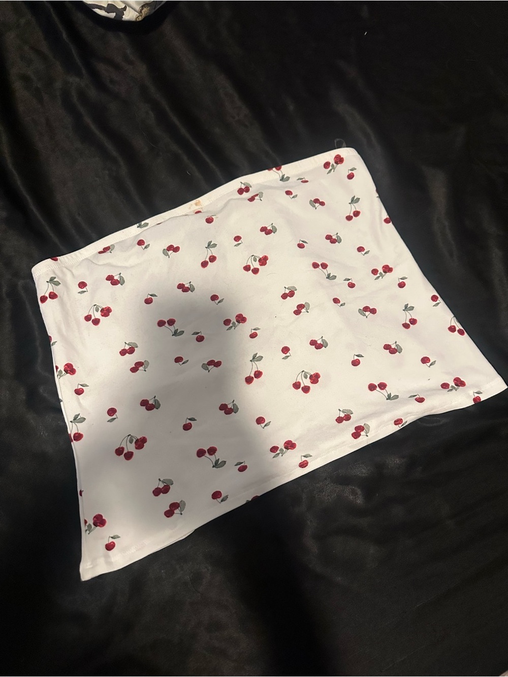 White Cherry Print Tube Top